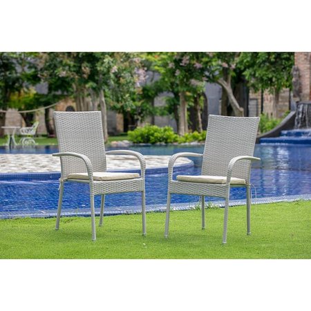 INVERNADERO Gudhjem Patio Chair with Cushion, Natural Linen Wicker & Beige Cushion IN2232303